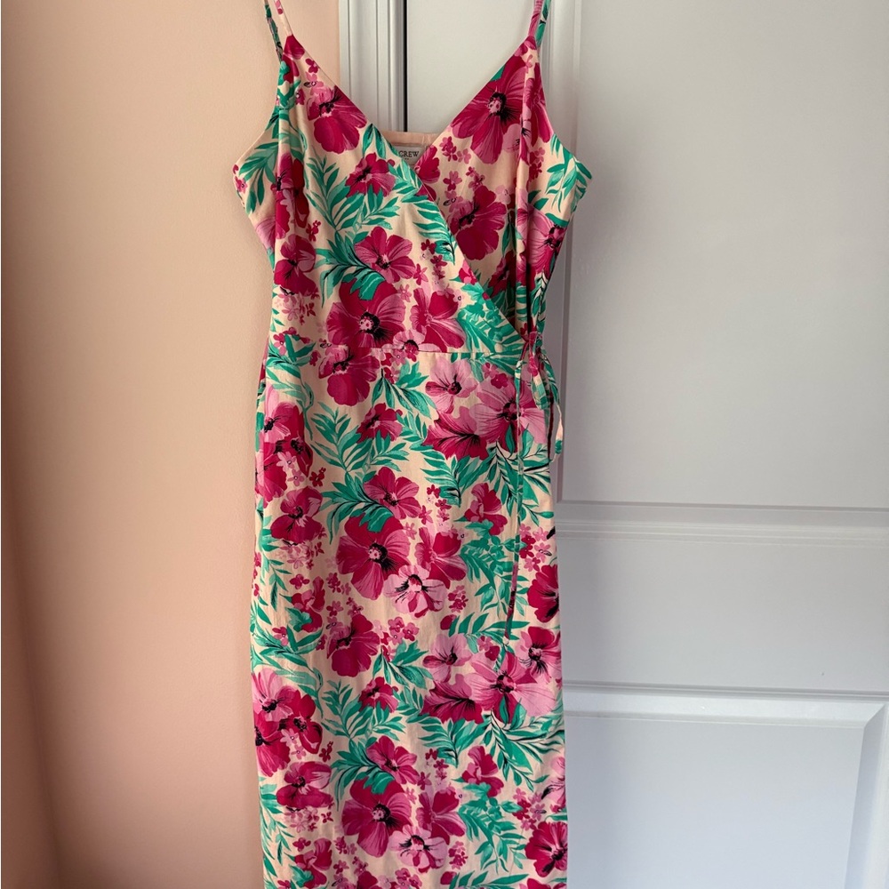 J. Crew Floral Midi Dress - Pink and Green